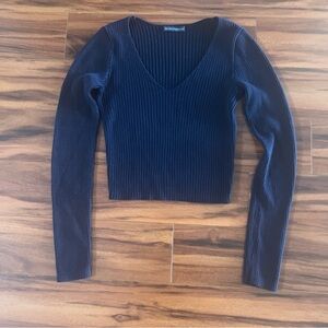 Brandy Melville Dark Blue Ribbed Knit Top